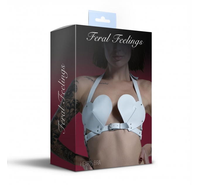 Лиф Сердце из натуральной кожи Feral Feelings - Hearts Bra White