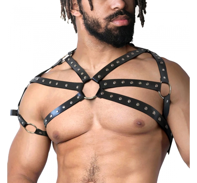 Мужская портупея Art of Sex - Ares , натуральная кожа, цвет Черный, размер L-2XL