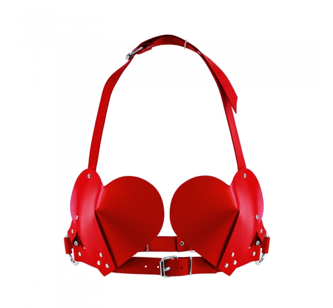 Лиф Сердце из натуральной кожи Feral Feelings - Hearts Bra Red