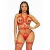 Leg Avenue Studded O-ring harness teddy Red S