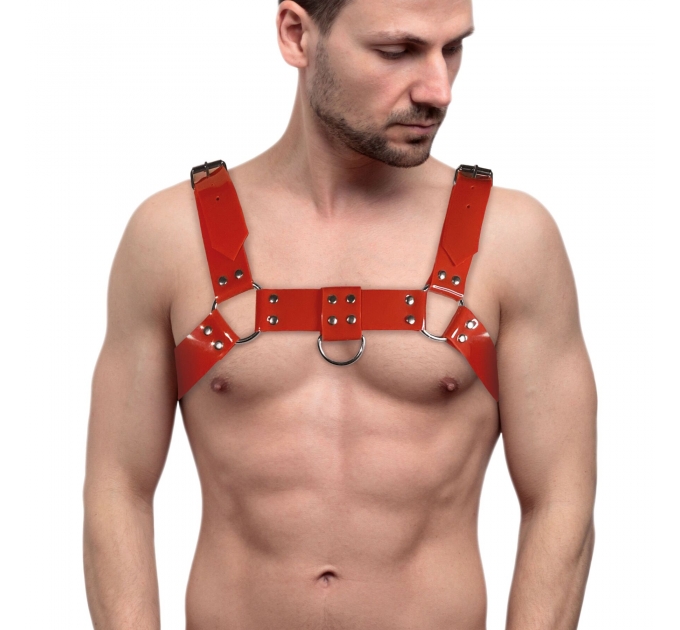 Мужская портупея на грудь Feral Feelings - Bulldog Harness Red