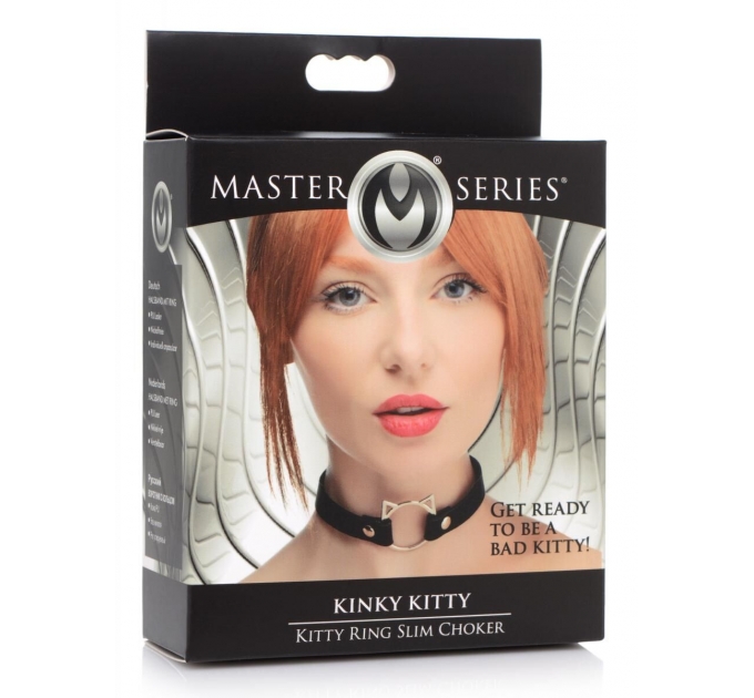 Чокер Master Series Kinky Kitty Ring Slim Choker - Black