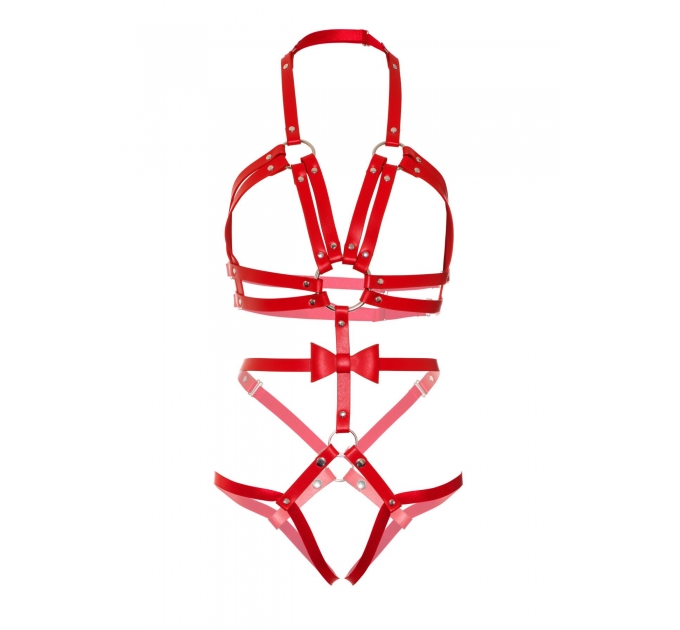 Leg Avenue Studded O-ring harness teddy Red M