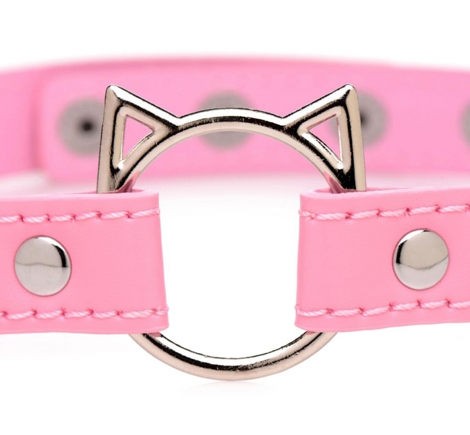 Чокер Master Series Kinky Kitty Ring Slim Choker - Pink