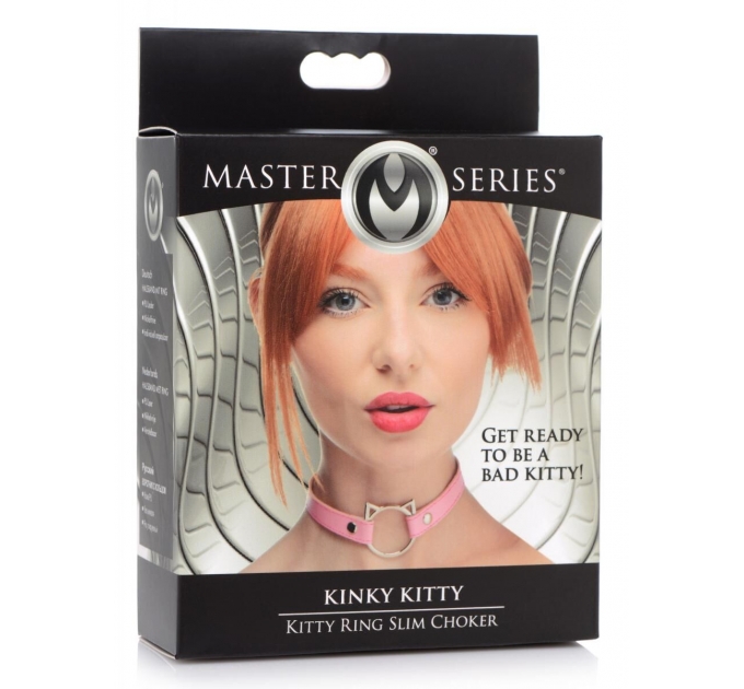 Чокер Master Series Kinky Kitty Ring Slim Choker - Pink