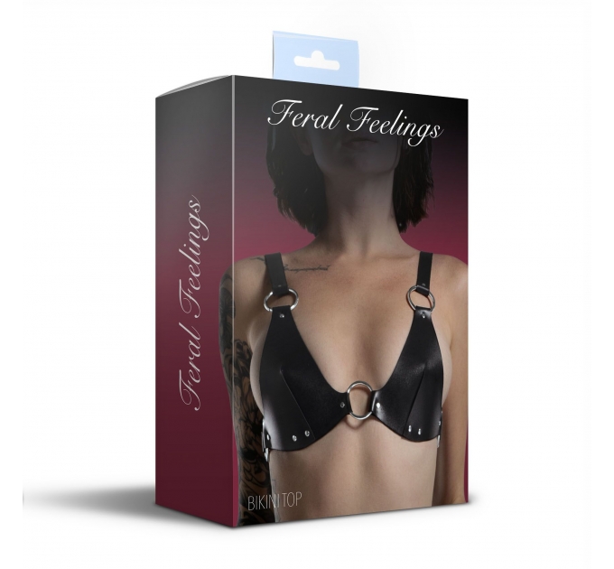 Лиф из натуральной кожи Feral Feelings - Bikini Top Black