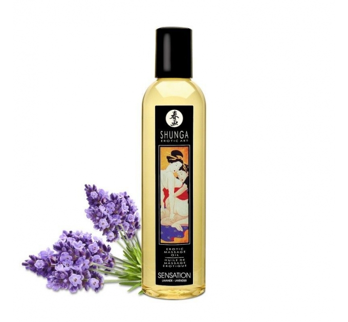 Массажное масло Shunga Sensation - Lavender (250 мл) натуральное увлажняющее