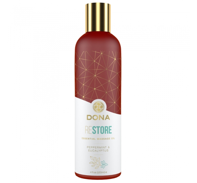 Натуральное массажное масло DONA Restore - Peppermint & Eucalyptus (120 мл) с эфирными маслами