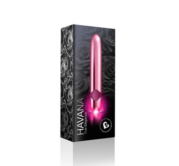 Мощный вибратор Rocks Off Havana Lilac с цветной LED-подсветкой, 10 режимов работы, перезаряжаемый