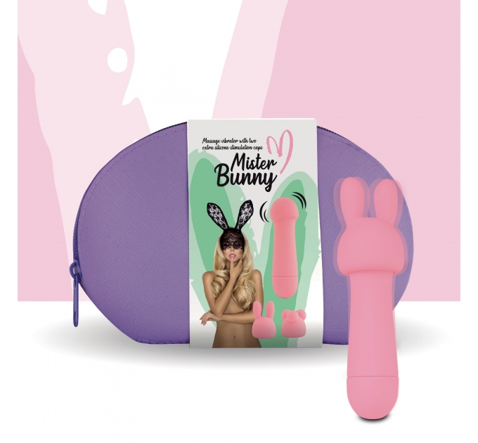 Мини-вибратор FeelzToys Mister Bunny Pink с двумя насадками