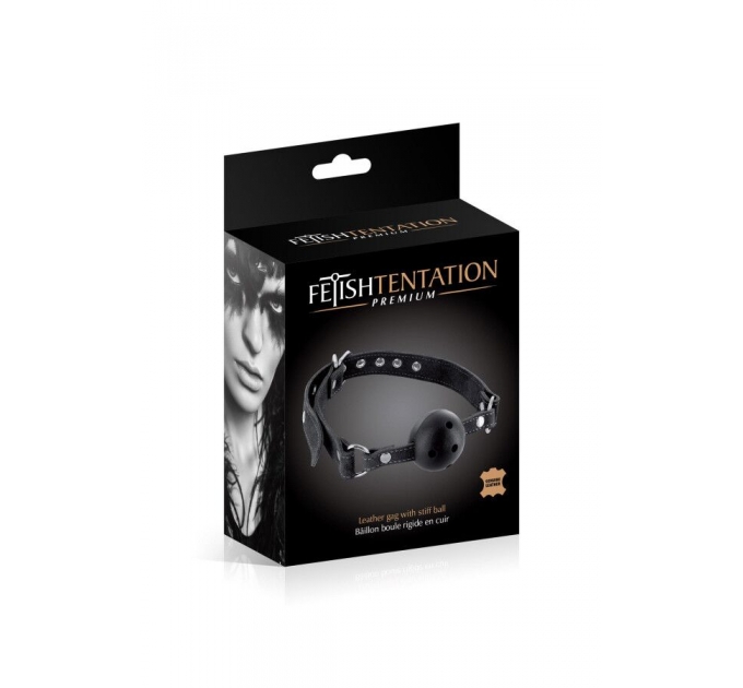 Кляп Fetish Tentation Premium Leather gag with stiff ball