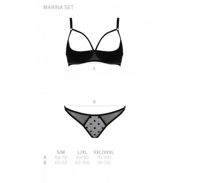 Комплект MARINA SET WITH OPEN BRA black XXL/XXXL - Passion