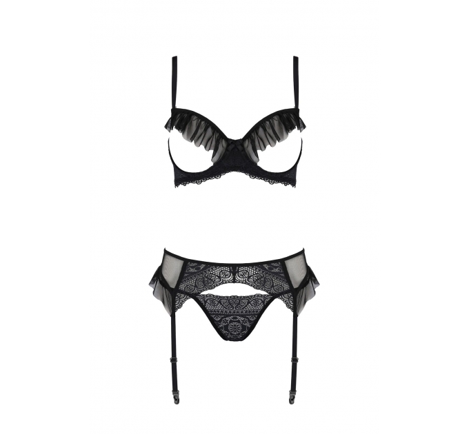 Комплект Passion KERRIA SET WITH OPEN BRA black S/M - ECO Passion