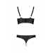Комплект из эко-кожи Passion Malwia Bikini black L/XL: с люверсами и ремешками, бра и трусики