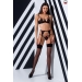 Комплект белья PERDITA SET black L/XL - Passion Exclusive: стрэпы: лиф, стринги и пояс для чулок