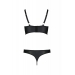 Комплект из эко-кожи с люверсами и ремешками Malwia Bikini black 4XL/5XL — Passion, бра и трусики