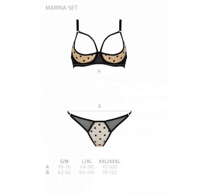 Комплект MARINA SET WITH OPEN BRA beige L/XL - Passion