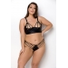 Комплект из эко-кожи с люверсами и ремешками Malwia Bikini black 6XL/7XL — Passion, бра и трусики