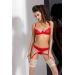 Комплект белья LORAINE SET red XXL/XXXL - Passion Exclusive: лиф, стринги, пояс для чулок