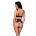 Комплект из эко-кожи Passion Tamaris Set black L/XL: бюстгальтер и трусики с перфорацией