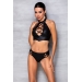 Комплект из эко-кожи: бра и трусики с имитацией шнуровки Nancy Bikini black L/XL - Passion