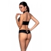 Комплект из эко-кожи: бра и трусики с имитацией шнуровки Nancy Bikini black L/XL - Passion