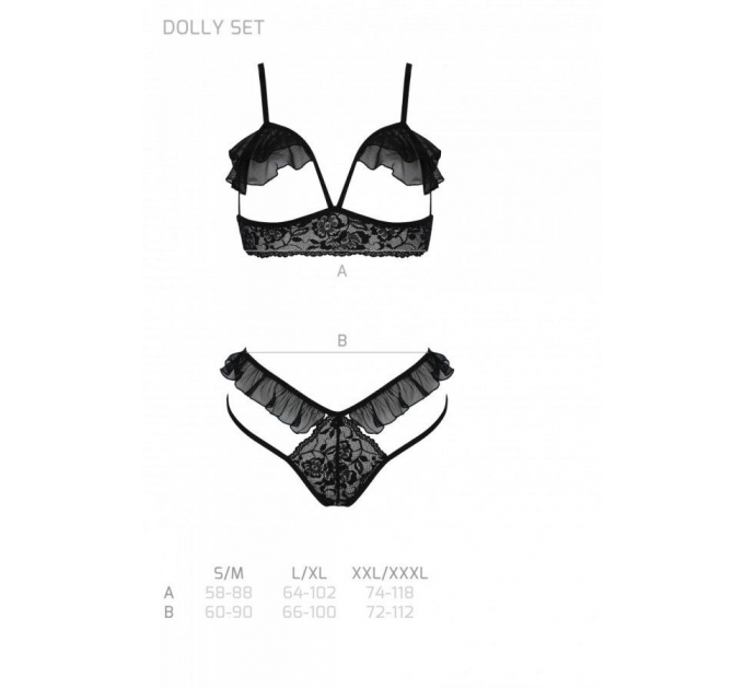 Комплект DOLLY SET WITH OPEN BRA black L/XL Passion