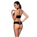 Комплект из эко-кожи: бра и трусики с имитацией шнуровки Nancy Bikini black S/M - Passion