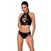 Комплект из эко-кожи: бра и трусики с имитацией шнуровки Nancy Bikini black S/M - Passion