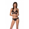 Комплект Passion Christa Set black S/M: браллет с ажурным лифом и открытыми трусиками