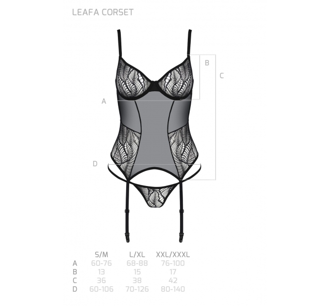 Корсет Passion LEAFA CORSET black XXL/XXXL - ECO Passion