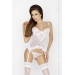 Корсет с пажами JANET CORSET white S/M - Passion, трусики, полупрозрачный