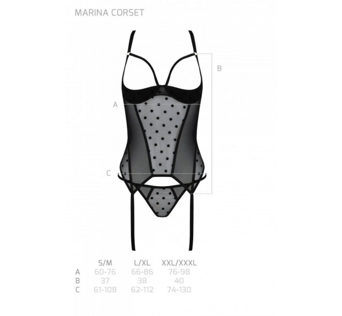 Корсет MARINA CORSET black S/M - Passion