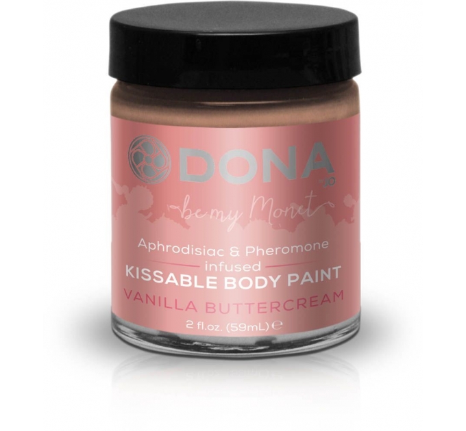 Краска для тела Dona Kissable Body Paint - VANILLA BUTTERCREAM с феромонами и афродизиаками, кисть
