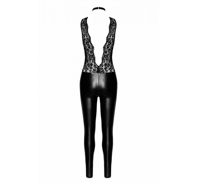 Комбинезон Noir Handmade F298 Libido Deep-V catsuit with collar and pearl chain - XL