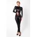 Комбинезон Noir Handmade F319 Caged wetlook catsuit with zippers and ring - XL