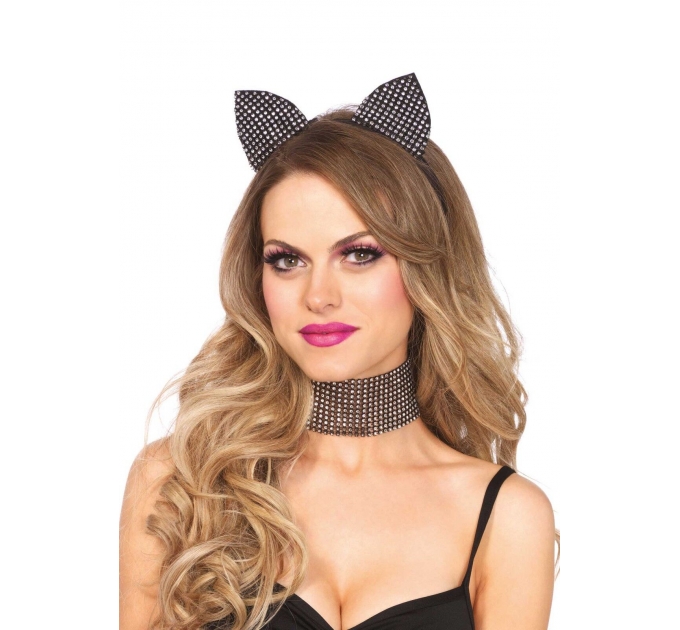 Leg Avenue Cat ear headband & choker set Black