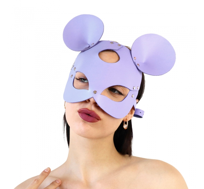 Кожаная маска зайки Art of Sex - Mouse Mask, цвет Лавандовый