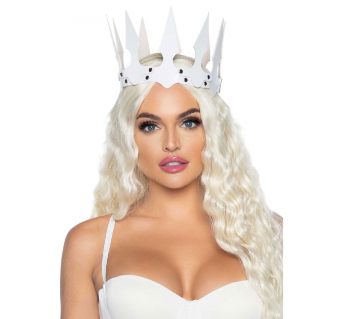 Leg Avenue Faux leather spiked crown White