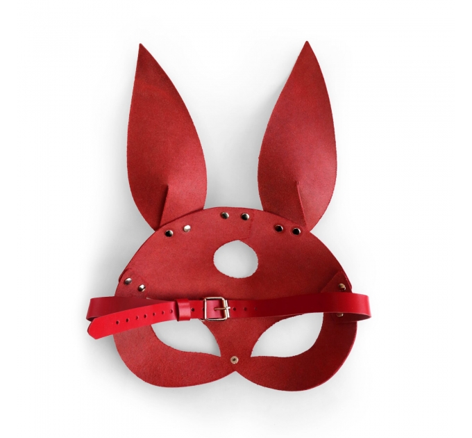 Кожаная маска Зайки Art of Sex - Bunny mask, цвет Красный