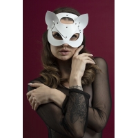 Маска кошечки Feral Feelings - Catwoman Mask, натуральная кожа, белая