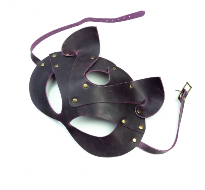 Премиум маска кошечки LOVECRAFT, натуральная кожа, фиолетовая, подарочная упаковка