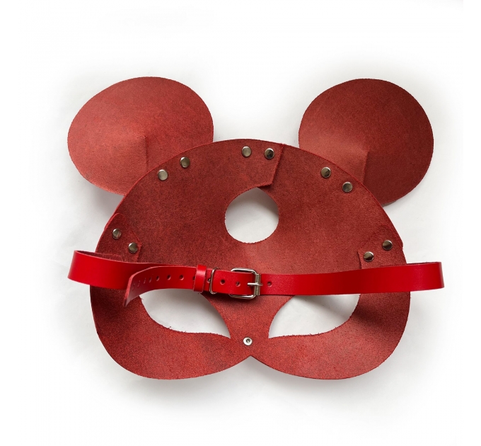 Кожаная маска зайки Art of Sex - Mouse Mask, цвет Красный