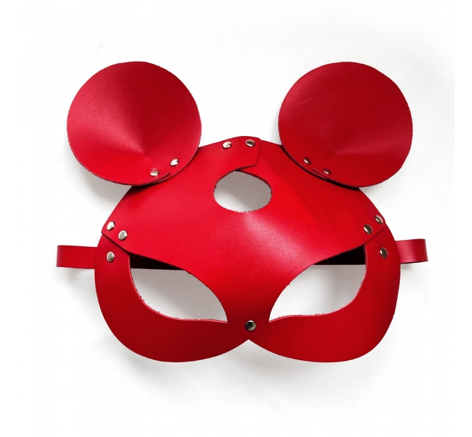 Кожаная маска зайки Art of Sex - Mouse Mask, цвет Красный