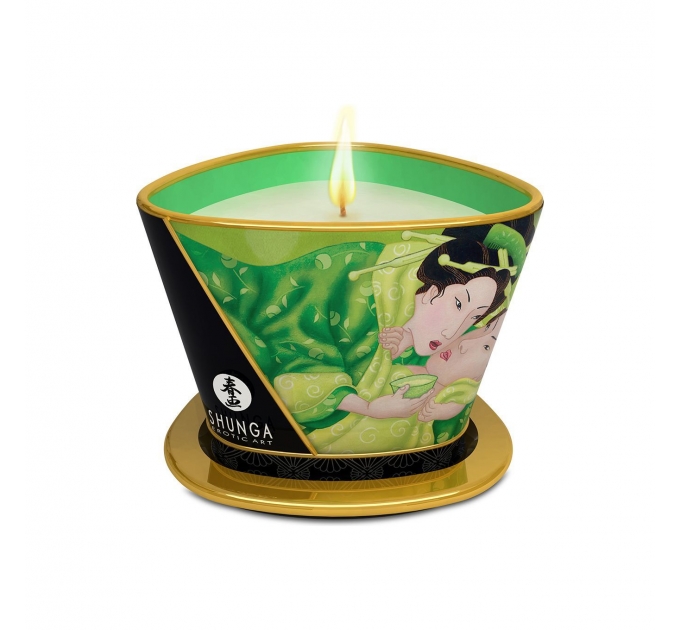 Массажная свеча Shunga Massage Candle - Exotic Green Tea (170 мл) с афродизиаками