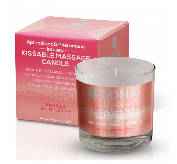 Массажная свеча DONA Kissable Massage Candle Vanilla Buttercream (125 мл) с афродизиаками феромонами