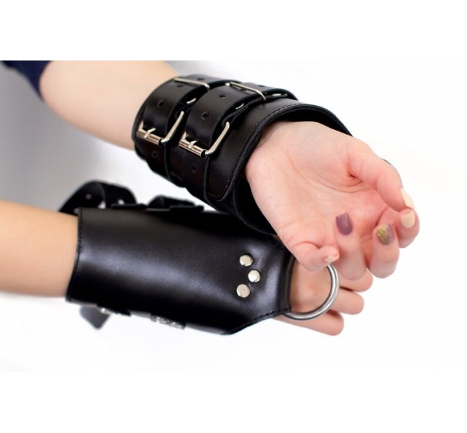 Манжеты для подвеса за руки Kinky Hand Cuffs For Suspension из натуральной кожи, цвет черный