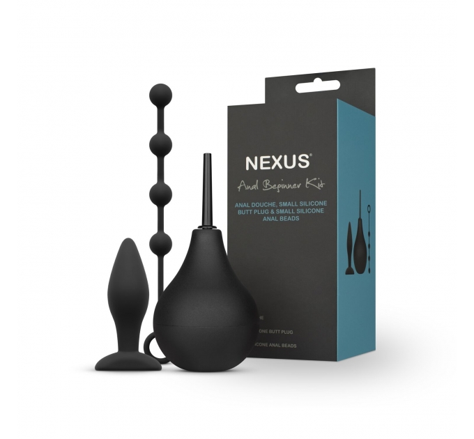 Nexus ANAL BEGINNER KIT Douche 224ml, Silicone Beads 20mm, Small Silicone Butt Plug