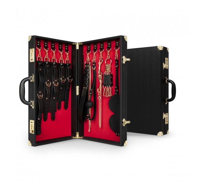 Набор для BDSM Bedroom Fantasies: Bondage Suitcase 13 Pcs - Cow Leather