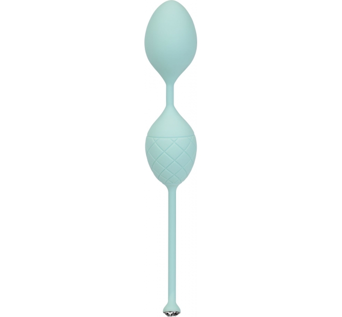 Роскошные вагинальные шарики PILLOW TALK - Frisky Teal с кристаллом, диаметр 3,2см, вес 49-75гр